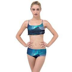 Aurora Borealis Mountain Reflection Layered Top Bikini Set by B30l