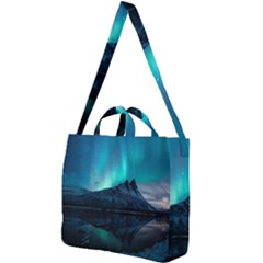 Aurora Borealis Mountain Reflection Square Shoulder Tote Bag by B30l