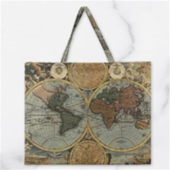 Vintage World Map Travel Geography Zipper Large Tote Bag by B30l