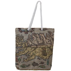 Iceland Cartography Map Renaissance Full Print Rope Handle Tote (large) by B30l