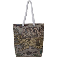 Iceland Cartography Map Renaissance Full Print Rope Handle Tote (small) by B30l