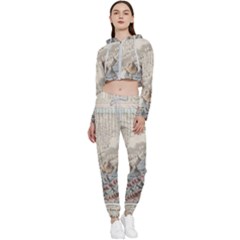 Mountain View Mountain Top Infographics Map Cropped Zip Up Lounge Set by B30l