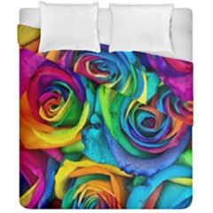 Colorful Roses Bouquet Rainbow Duvet Cover Double Side (california King Size) by B30l