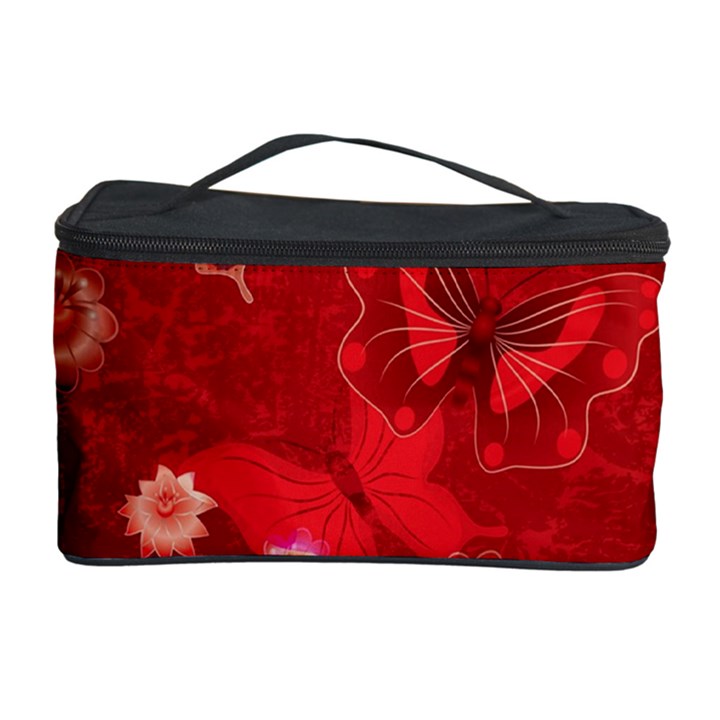 Four Red Butterflies With Flower Illustration Butterfly Flowers Cosmetic Storage Case