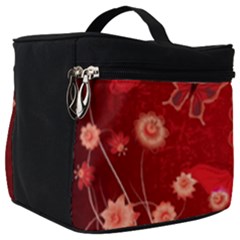 Four Red Butterflies With Flower Illustration Butterfly Flowers Make Up Travel Bag (big) by B30l