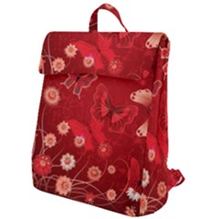 Four Red Butterflies With Flower Illustration Butterfly Flowers Flap Top Backpack by B30l