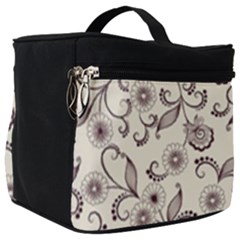 White And Brown Floral Wallpaper Flowers Background Pattern Make Up Travel Bag (big) by B30l