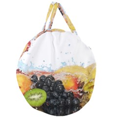 Variety Of Fruit Water Berry Food Splash Kiwi Grape Giant Round Zipper Tote by B30l