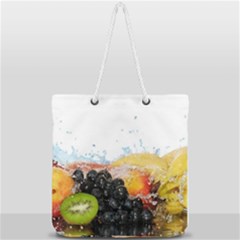 Variety Of Fruit Water Berry Food Splash Kiwi Grape Full Print Rope Handle Tote (large) by B30l