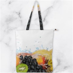 Variety Of Fruit Water Berry Food Splash Kiwi Grape Double Zip Up Tote Bag by B30l