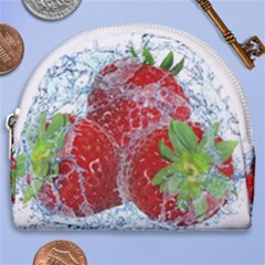 Red Strawberries Water Squirt Strawberry Fresh Splash Drops Horseshoe Style Canvas Pouch by B30l