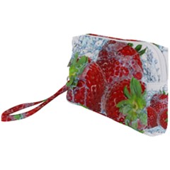 Red Strawberries Water Squirt Strawberry Fresh Splash Drops Wristlet Pouch Bag (small) by B30l