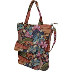 Multicolored Flower Decor Flowers Patterns Leaves Colorful Shoulder Tote Bag by B30l