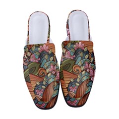 Multicolored Flower Decor Flowers Patterns Leaves Colorful Women s Classic Backless Heels by B30l