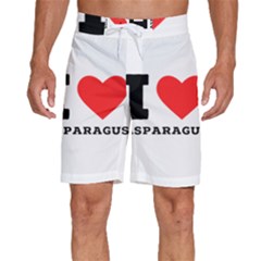 I Love Asparagus  Men s Beach Shorts by ilovewhateva