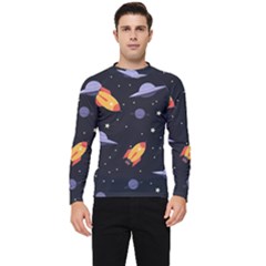 Cosmos Rockets Spaceships Ufos Men s Long Sleeve Rash Guard by Cowasu