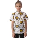 Lion Heads Pattern Design Doodle Kids  Short Sleeve Shirt View1