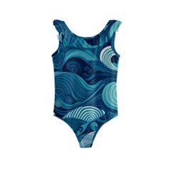 Waves Ocean Sea Abstract Whimsical Abstract Art Kids  Frill Swimsuit by Cowasu