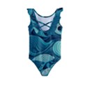 Waves Ocean Sea Abstract Whimsical Abstract Art Kids  Frill Swimsuit View2