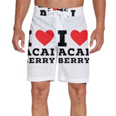 I Love Acai Berry Men s Beach Shorts by ilovewhateva