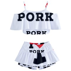 I Love Pork  Kids  Off Shoulder Skirt Bikini by ilovewhateva