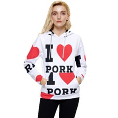 I Love Pork  Women s Lightweight Drawstring Hoodie by ilovewhateva