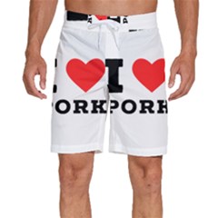 I Love Pork  Men s Beach Shorts by ilovewhateva