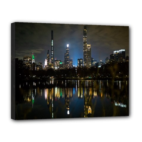 New York Night Central Park Skyscrapers Skyline Canvas 14  X 11  (stretched) by Cowasu