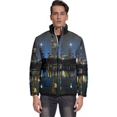 New York Night Central Park Skyscrapers Skyline Men s Puffer Bubble Jacket Coat by Cowasu