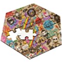 Multicolored Doodle Art Wallpaper Wooden Puzzle Hexagon View3