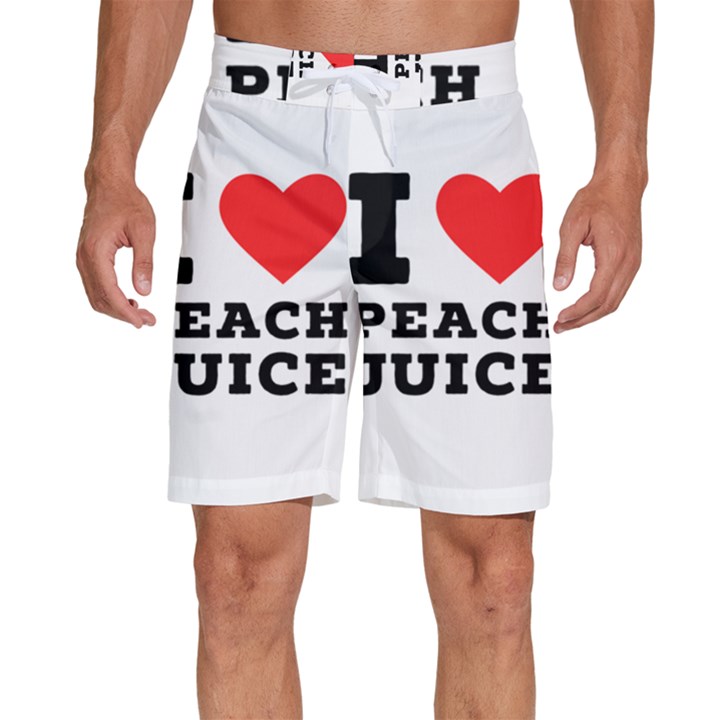 I love peach juice Men s Beach Shorts