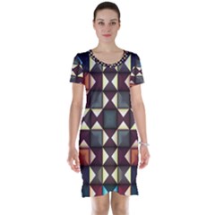 Symmetry Geometric Pattern Texture Short Sleeve Nightdress by Bangk1t