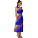 Color Lines Slanting Green Blue Tie-Strap Tiered Midi Chiffon Dress View3