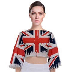 Union Jack England Uk United Kingdom London Tie Back Butterfly Sleeve Chiffon Top by Bangk1t