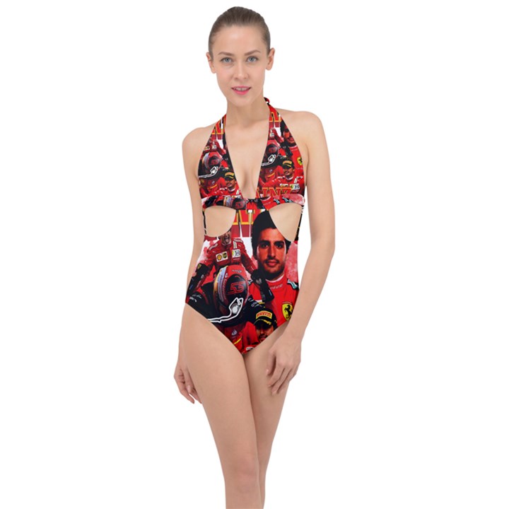 Carlos Sainz Halter Front Plunge Swimsuit