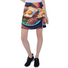 Breakfast Egg Beans Toast Plate Tennis Skirt by Ndabl3x