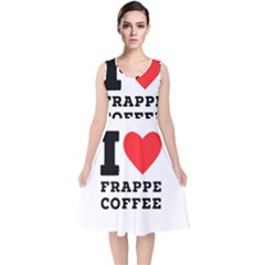 I Love Frappe Coffee V-neck Midi Sleeveless Dress  by ilovewhateva