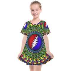 Grateful Dead Pattern Kids  Smock Dress by Wav3s