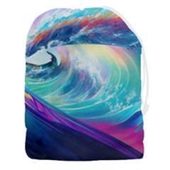 Wave Ocean Sea Tsunami Nautical Nature Water Drawstring Pouch (3xl) by Wav3s