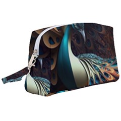 Peacock Bird Feathers Plumage Colorful Texture Abstract Wristlet Pouch Bag (large) by Wav3s