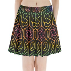 Circuit Hexagonal Geometric Pattern Background Pattern Pleated Mini Skirt by Wav3s