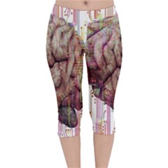 Brain Think Neurons Circuit Velvet Capri Leggings  by Wav3s