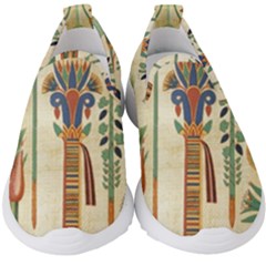 Egyptian Paper Papyrus Hieroglyphs Kids  Slip On Sneakers by Wav3s