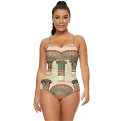 Egyptian Architecture Column Retro Full Coverage Swimsuit by Wav3s