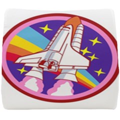 Badge-patch-pink-rainbow-rocket Seat Cushion by Wav3s