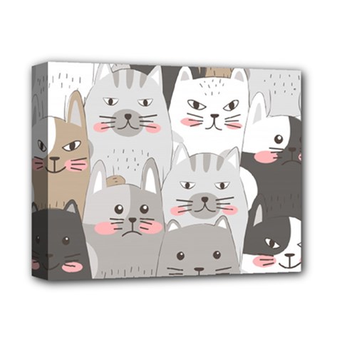 Cute Cats Seamless Pattern Deluxe Canvas 14  X 11  (stretched) by Wav3s