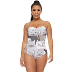 Cute Cats Seamless Pattern Retro Full Coverage Swimsuit by Wav3s