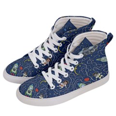 Cat-cosmos-cosmonaut-rocket Men s Hi-top Skate Sneakers by Wav3s