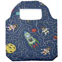 Cat-cosmos-cosmonaut-rocket Foldable Grocery Recycle Bag by Wav3s