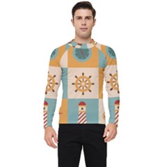 Nautical-elements-collection Men s Long Sleeve Rash Guard by Wav3s